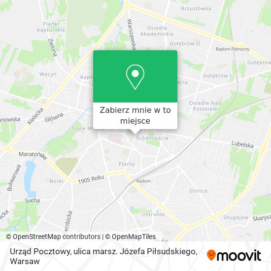 Mapa Urząd Pocztowy, ulica marsz. Józefa Piłsudskiego