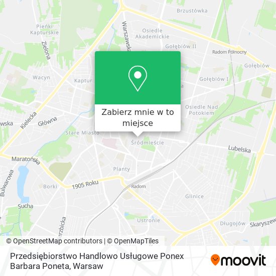 Mapa Przedsiębiorstwo Handlowo Usługowe Ponex Barbara Poneta