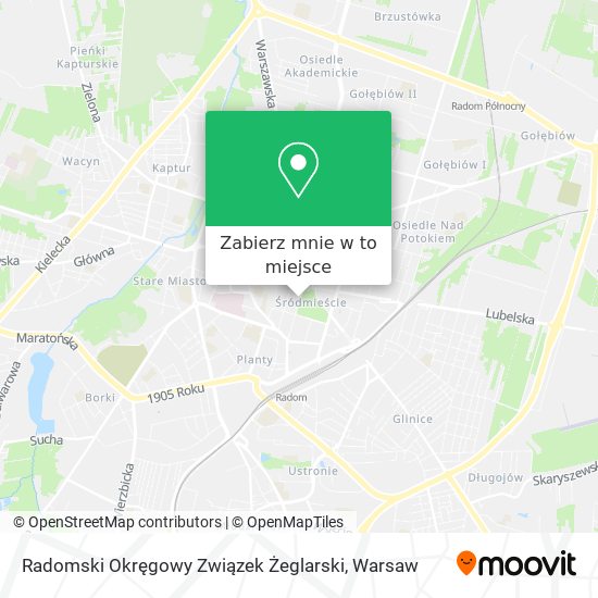 Mapa Radomski Okręgowy Związek Żeglarski