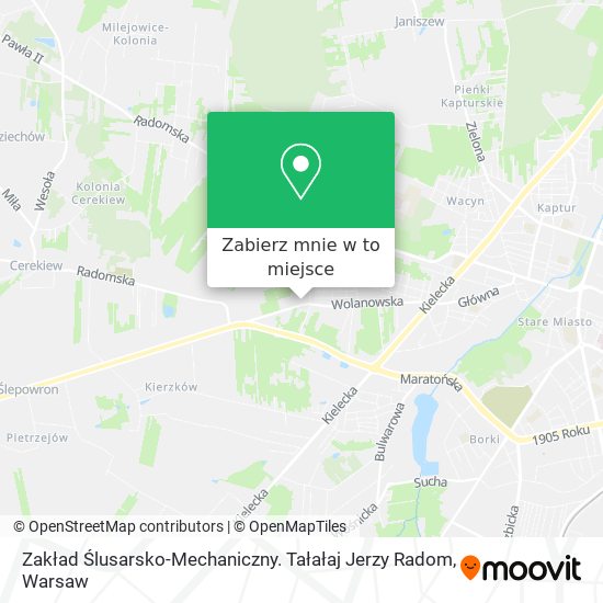 Mapa Zakład Ślusarsko-Mechaniczny. Tałałaj Jerzy Radom