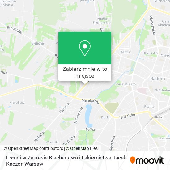 Mapa Usługi w Zakresie Blacharstwa i Lakiernictwa Jacek Kaczor