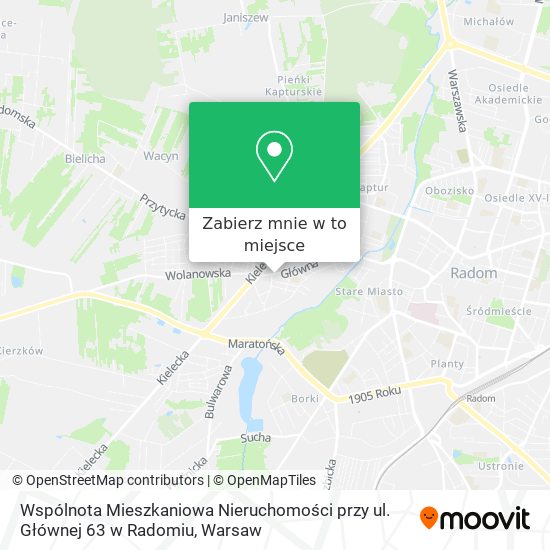 Mapa Wspólnota Mieszkaniowa Nieruchomości przy ul. Głównej 63 w Radomiu