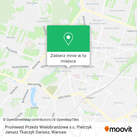 Mapa Proinwest Przeds Wielobranżowe s.c. Pietrzyk Janusz Tkaczyk Dariusz