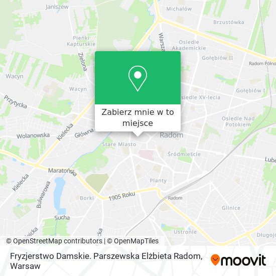 Mapa Fryzjerstwo Damskie. Parszewska Elżbieta Radom