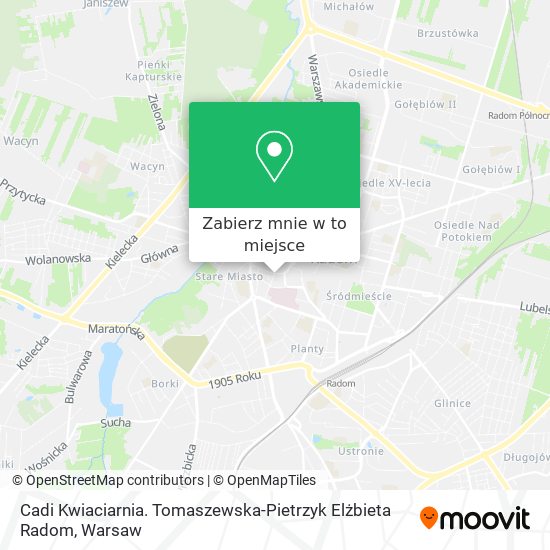 Mapa Cadi Kwiaciarnia. Tomaszewska-Pietrzyk Elżbieta Radom