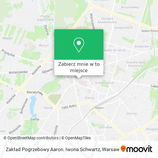 Mapa Zakład Pogrzebowy Aaron. Iwona Schwartz