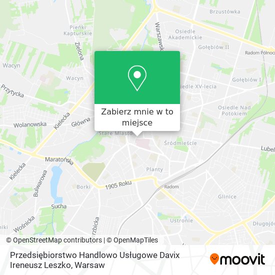 Mapa Przedsiębiorstwo Handlowo Usługowe Davix Ireneusz Leszko