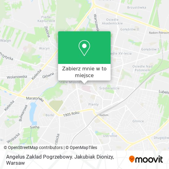 Mapa Angelus Zaklad Pogrzebowy. Jakubiak Dionizy