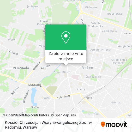 Mapa Kościół Chrześcijan Wiary Ewangelicznej Zbór w Radomiu