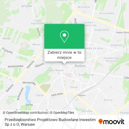 Mapa Przedsiębiorstwo Projektowo Budowlane Inwestim Sp z o O