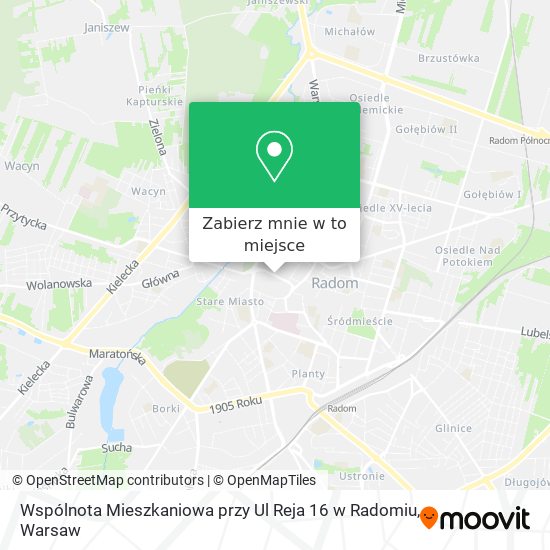 Mapa Wspólnota Mieszkaniowa przy Ul Reja 16 w Radomiu