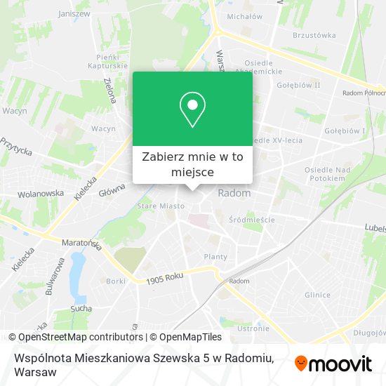 Mapa Wspólnota Mieszkaniowa Szewska 5 w Radomiu