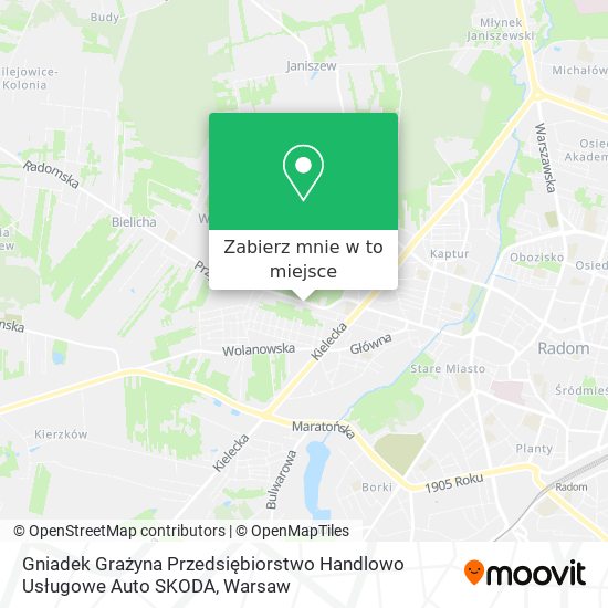 Mapa Gniadek Grażyna Przedsiębiorstwo Handlowo Usługowe Auto SKODA