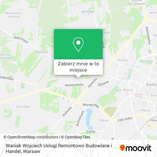 Mapa Waniak Wojciech Usługi Remontowo Budowlane i Handel