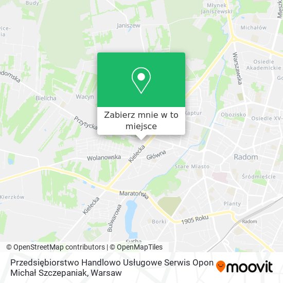 Mapa Przedsiębiorstwo Handlowo Usługowe Serwis Opon Michał Szczepaniak