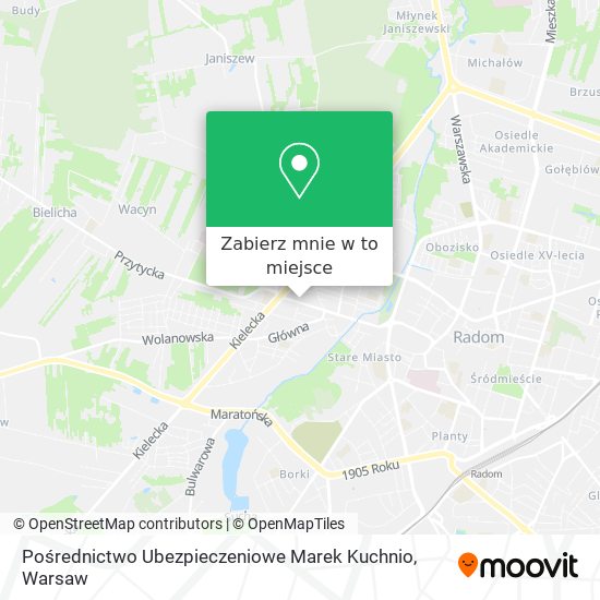 Mapa Pośrednictwo Ubezpieczeniowe Marek Kuchnio