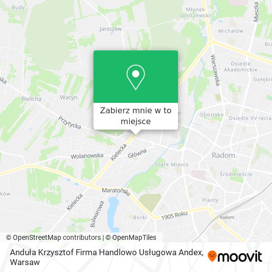 Mapa Anduła Krzysztof Firma Handlowo Usługowa Andex