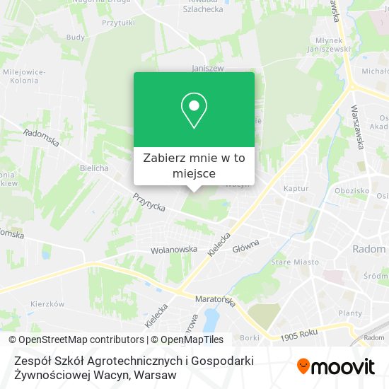 Mapa Zespół Szkół Agrotechnicznych i Gospodarki Żywnościowej Wacyn