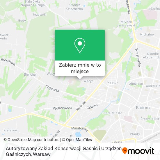 Mapa Autoryzowany Zakład Konserwacji Gaśnic i Urządzeń Gaśniczych