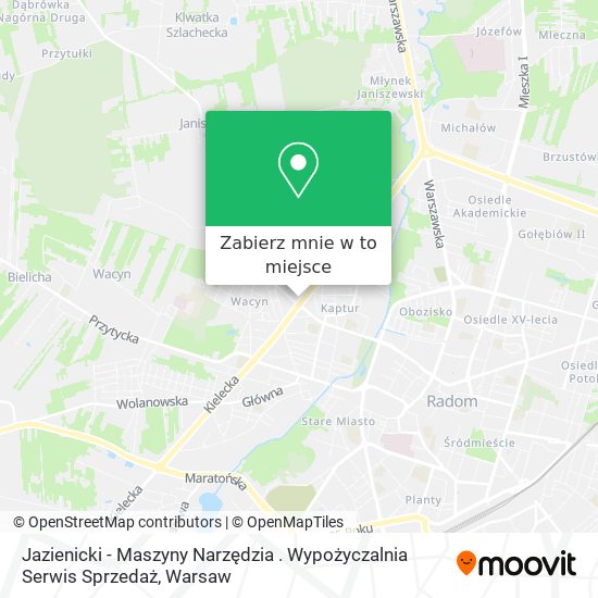 Mapa Jazienicki - Maszyny Narzędzia . Wypożyczalnia Serwis Sprzedaż