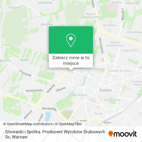 Mapa Głowacki i Spółka. Producent Wyrobów Śrubowych Sc