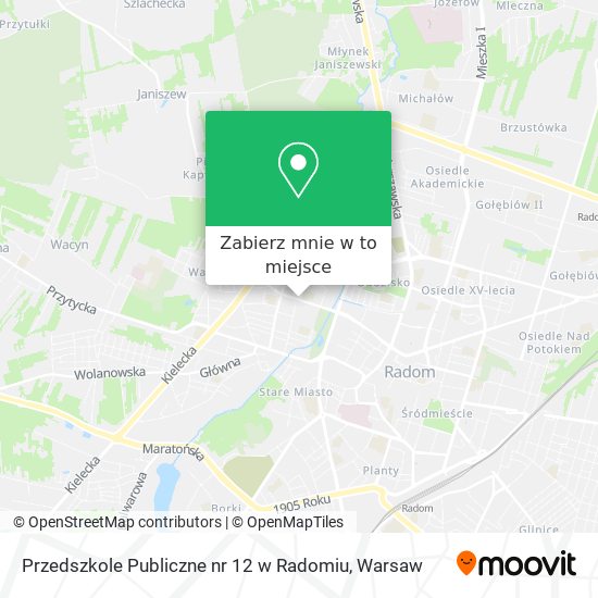 Mapa Przedszkole Publiczne nr 12 w Radomiu