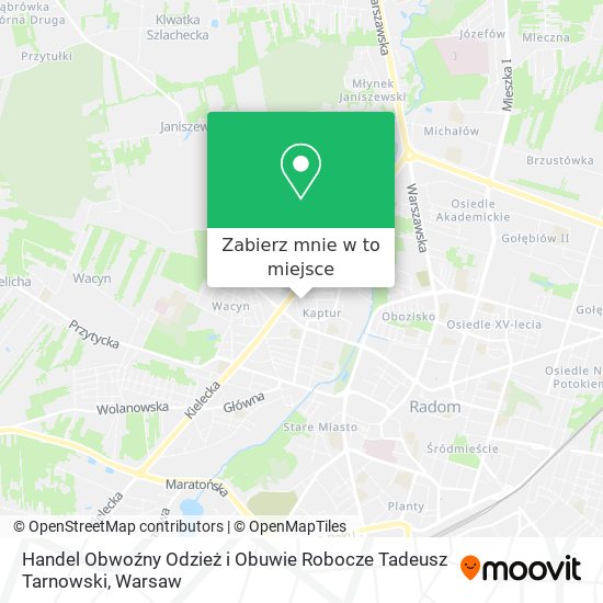 Mapa Handel Obwoźny Odzież i Obuwie Robocze Tadeusz Tarnowski