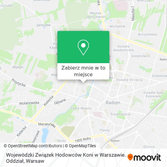 Mapa Wojewódzki Związek Hodowców Koni w Warszawie. Oddział