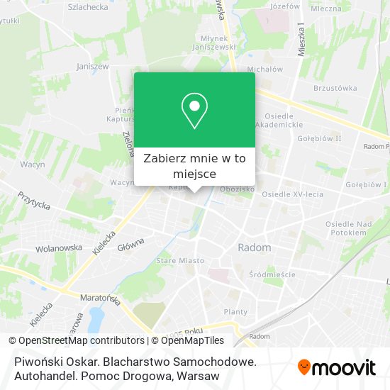 Mapa Piwoński Oskar. Blacharstwo Samochodowe. Autohandel. Pomoc Drogowa