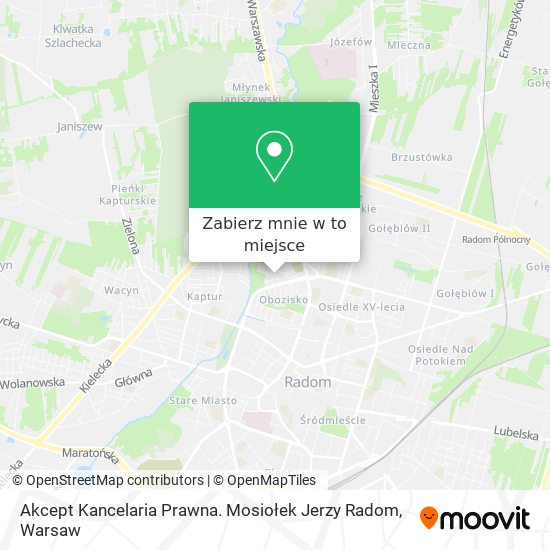 Mapa Akcept Kancelaria Prawna. Mosiołek Jerzy Radom