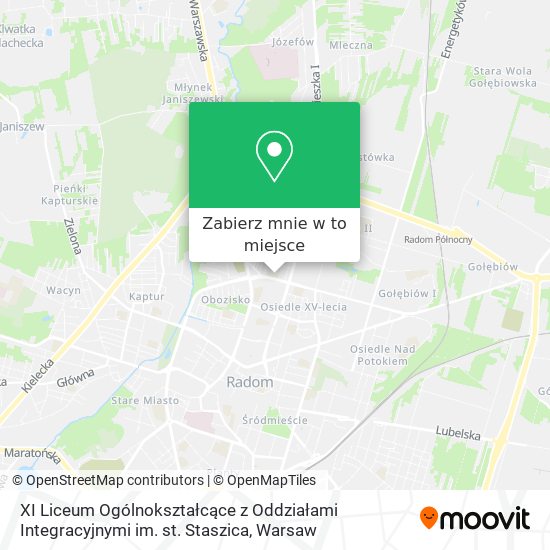 Mapa XI Liceum Ogólnokształcące z Oddziałami Integracyjnymi im. st. Staszica