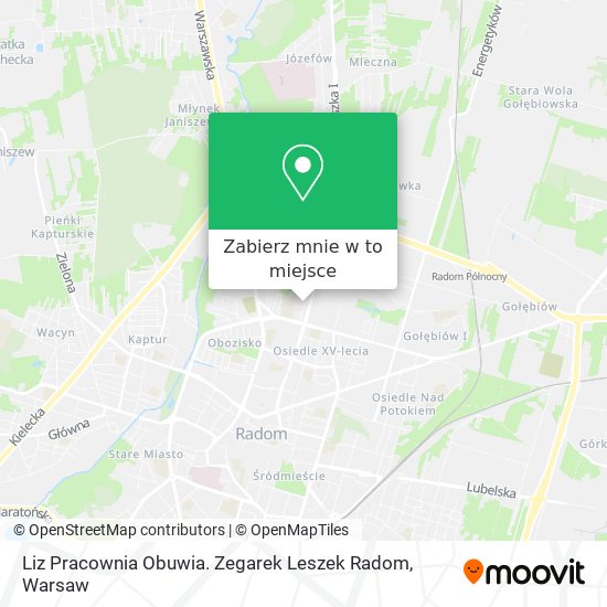 Mapa Liz Pracownia Obuwia. Zegarek Leszek Radom