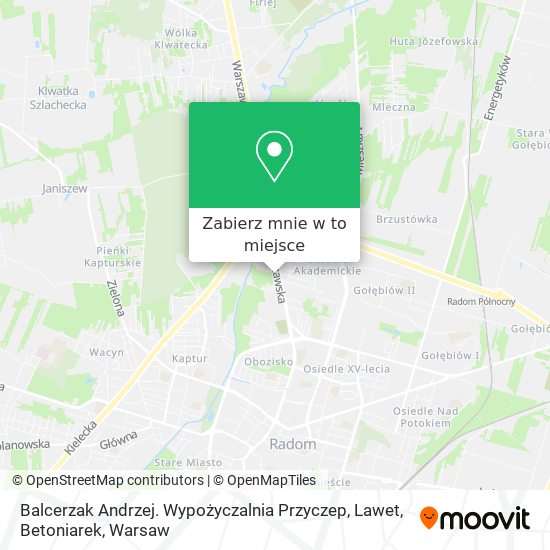 Mapa Balcerzak Andrzej. Wypożyczalnia Przyczep, Lawet, Betoniarek