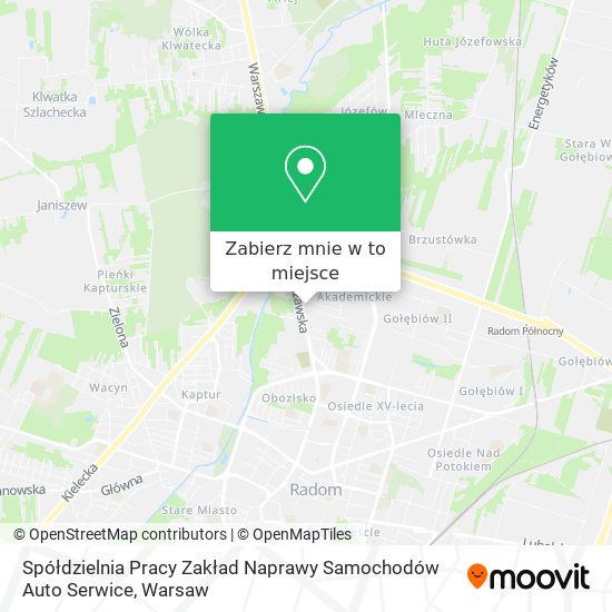 Mapa Spółdzielnia Pracy Zakład Naprawy Samochodów Auto Serwice