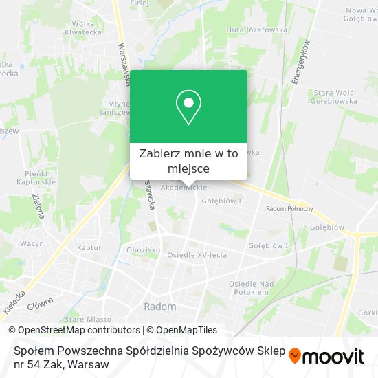 Mapa Społem Powszechna Spółdzielnia Spożywców Sklep nr 54 Żak