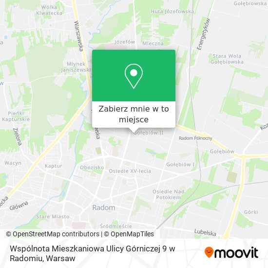 Mapa Wspólnota Mieszkaniowa Ulicy Górniczej 9 w Radomiu