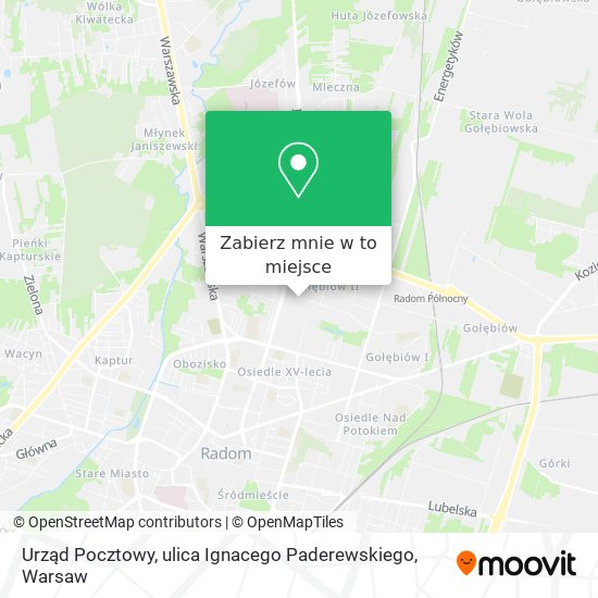 Mapa Urząd Pocztowy, ulica Ignacego Paderewskiego