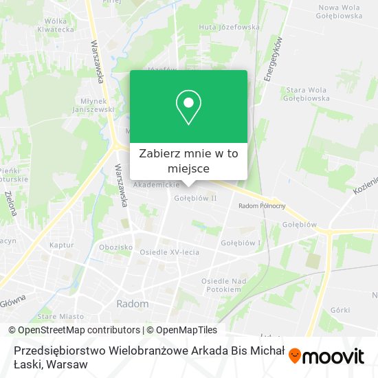 Mapa Przedsiębiorstwo Wielobranżowe Arkada Bis Michał Łaski