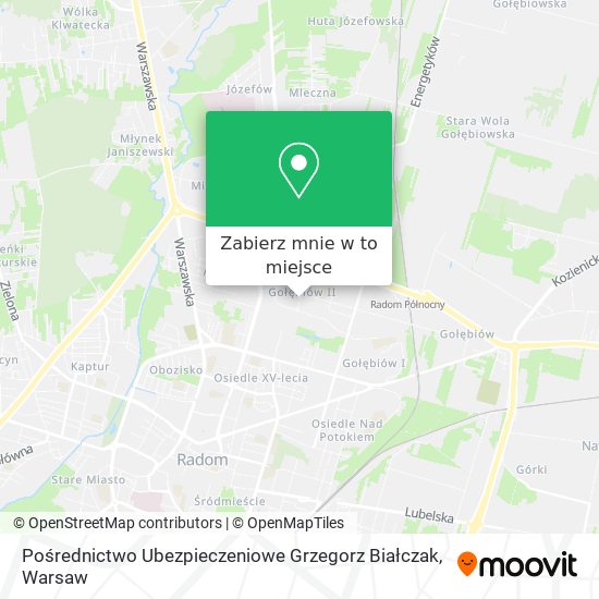 Mapa Pośrednictwo Ubezpieczeniowe Grzegorz Białczak