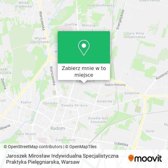 Mapa Jaroszek Mirosław Indywidualna Specjalistyczna Praktyka Pielęgniarska