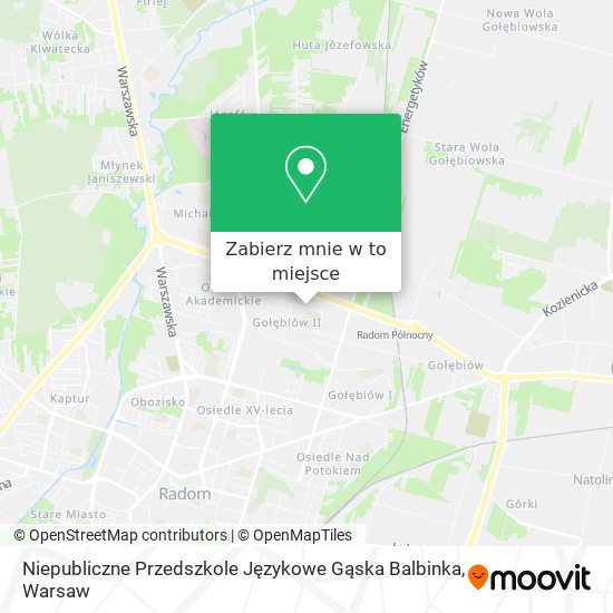 Mapa Niepubliczne Przedszkole Językowe Gąska Balbinka