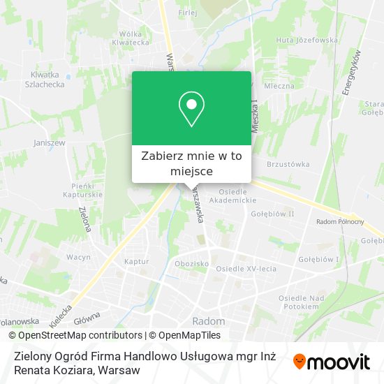 Mapa Zielony Ogród Firma Handlowo Usługowa mgr Inż Renata Koziara