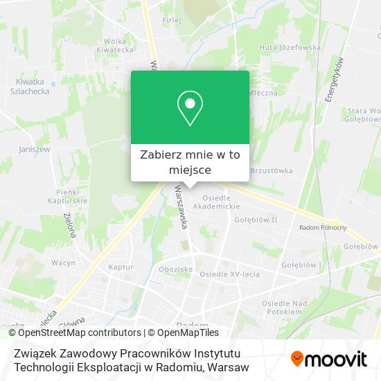 Mapa Związek Zawodowy Pracowników Instytutu Technologii Eksploatacji w Radomiu