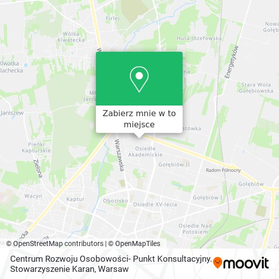 Mapa Centrum Rozwoju Osobowości- Punkt Konsultacyjny. Stowarzyszenie Karan