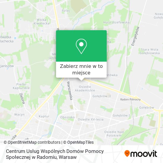 Mapa Centrum Usług Wspólnych Domów Pomocy Społecznej w Radomiu