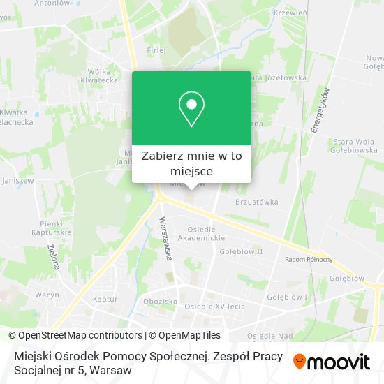 Mapa Miejski Ośrodek Pomocy Społecznej. Zespół Pracy Socjalnej nr 5