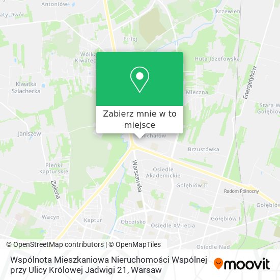 Mapa Wspólnota Mieszkaniowa Nieruchomości Wspólnej przy Ulicy Królowej Jadwigi 21