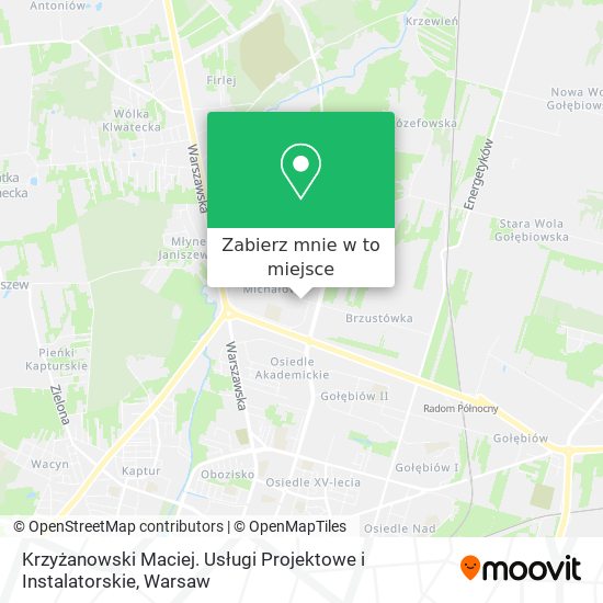 Mapa Krzyżanowski Maciej. Usługi Projektowe i Instalatorskie