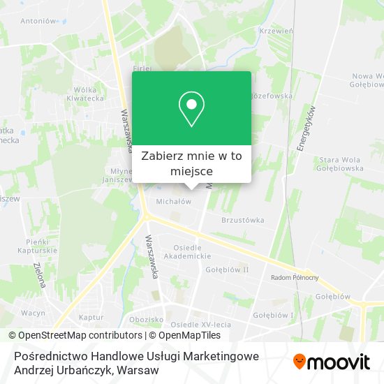 Mapa Pośrednictwo Handlowe Usługi Marketingowe Andrzej Urbańczyk