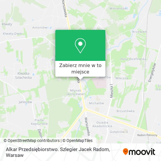 Mapa Alkar Przedsiębiorstwo. Szlegier Jacek Radom